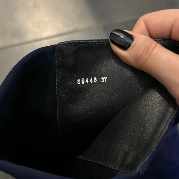 L.K Bennett half and half stretch knee boots in navy blue suede size 37 - Picture 5 of 6